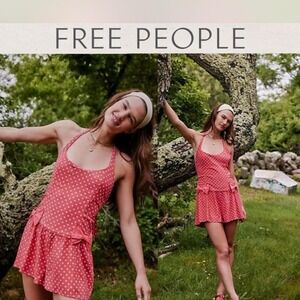 Free People High Strung Romper Polka Dot Romper With Bow Details Size: XL